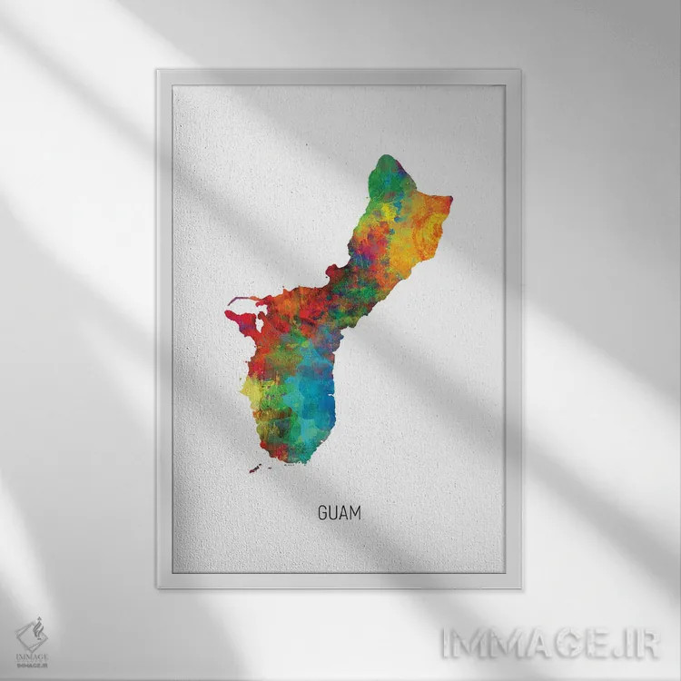 تابلو دکوراتیو نقشه گوآم اثر مایکل تامپست - نمای قابدار سفید