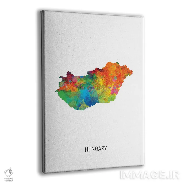 تابلو دکوراتیو نقشه مجارستان اثر مایکل تامپست - نمای پرسپکتیو محصول