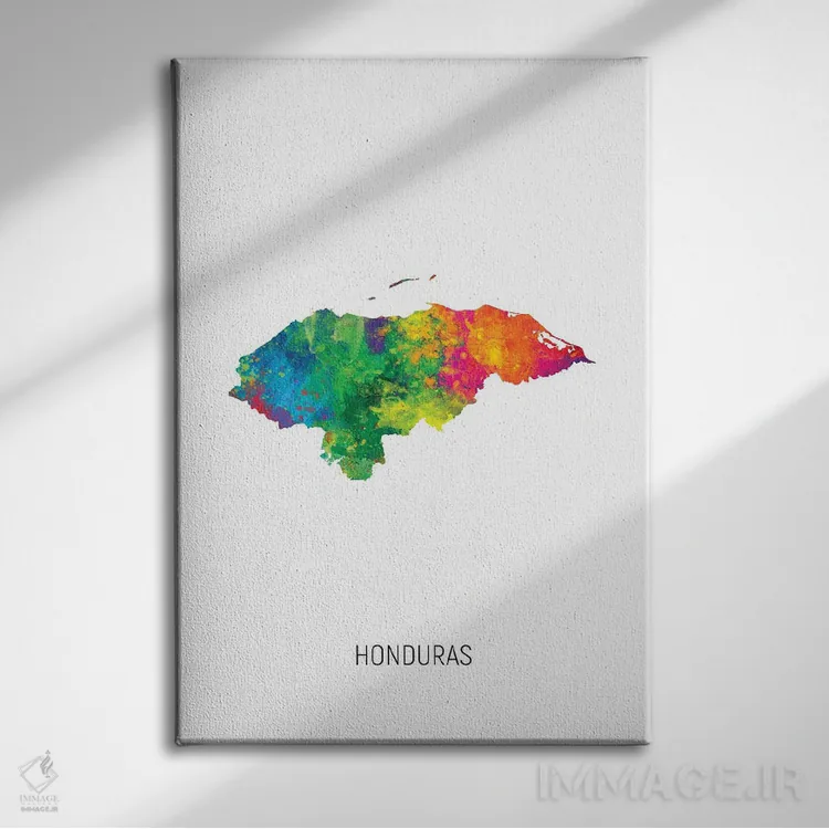تابلو دکوراتیو نقشه هندوراس اثر مایکل تامپست - نمای روبهرو روی دیوار