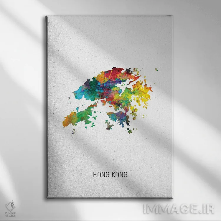 تابلو دکوراتیو نقشه هنگ کنگ اثر مایکل تامپست - نمای روبهرو روی دیوار