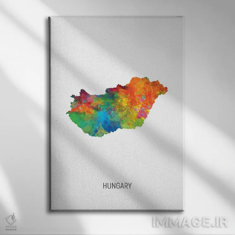تابلو دکوراتیو نقشه مجارستان اثر مایکل تامپست - نمای روبهرو روی دیوار