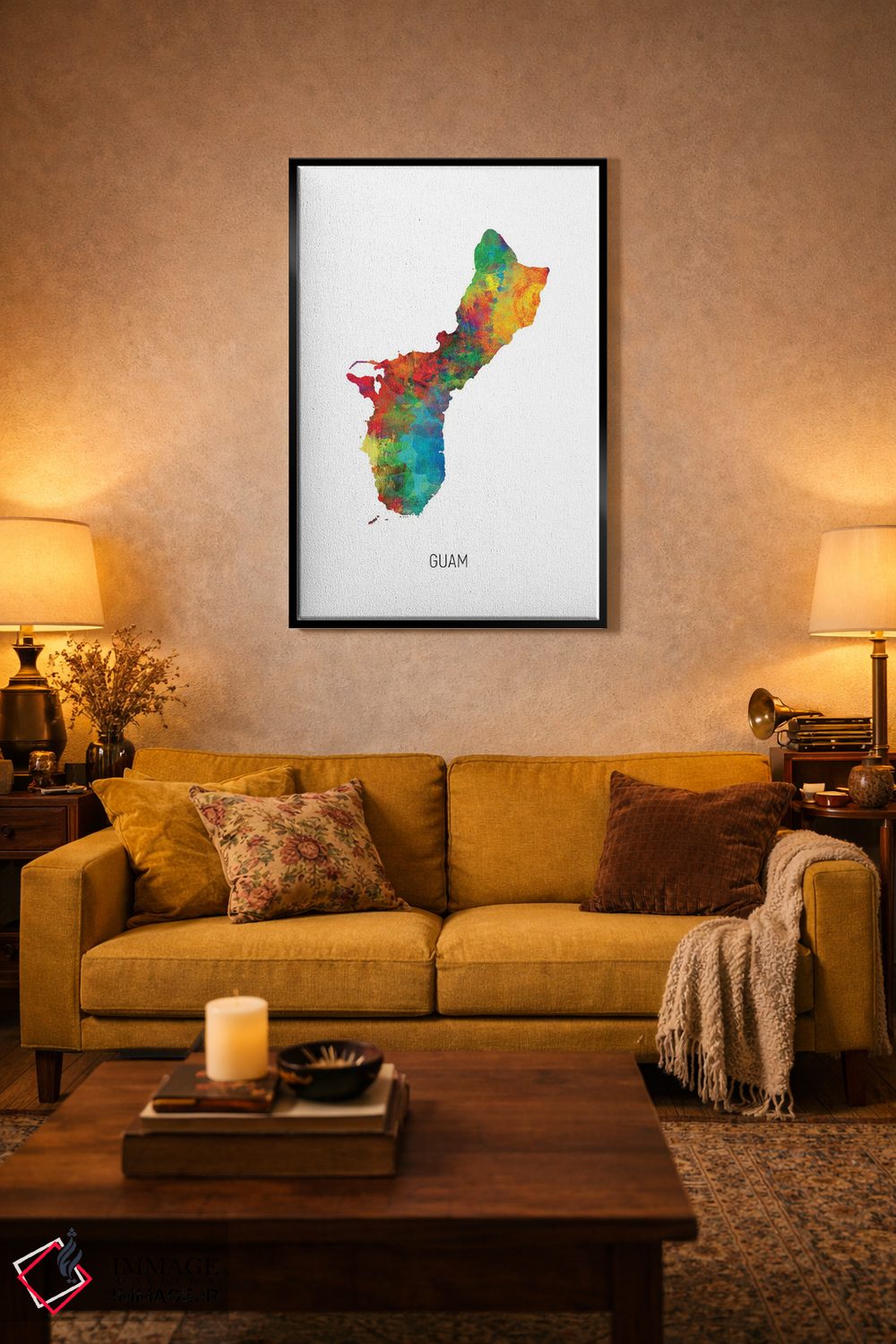تابلو دکوراتیو نقشه گوآم اثر مایکل تامپست - D3B