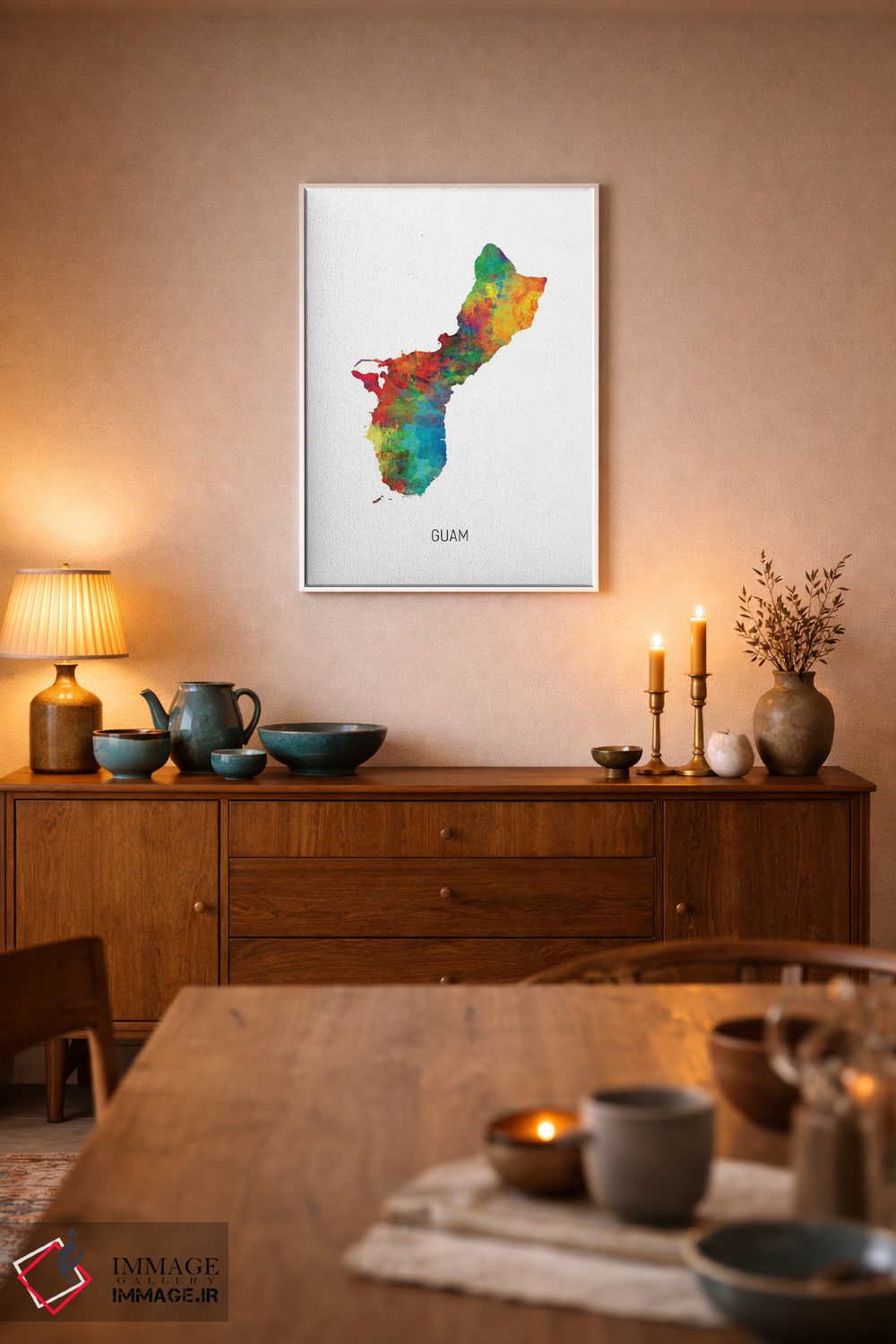 تابلو دکوراتیو نقشه گوآم اثر مایکل تامپست - D5W