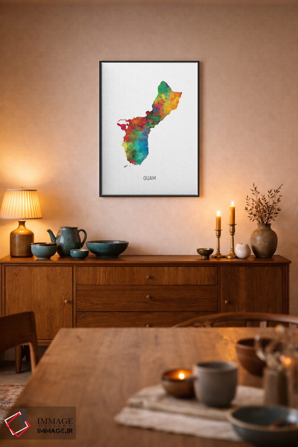 تابلو دکوراتیو نقشه گوآم اثر مایکل تامپست - D6B