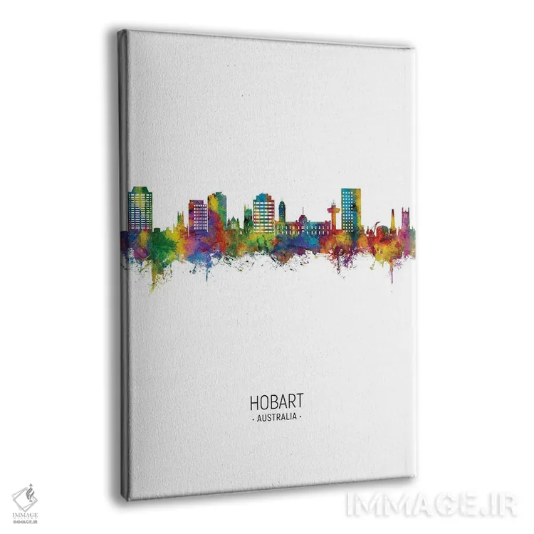 تابلو دکوراتیو نمای عمودی خط افق هوبارت، استرالیا اثر مایکل تامپست - نمای پرسپکتیو محصول