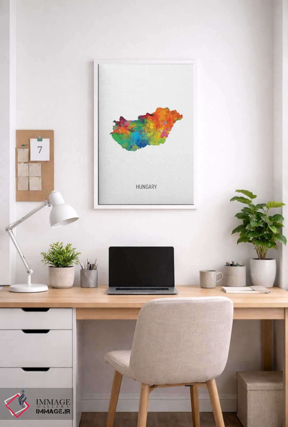 تابلو دکوراتیو نقشه مجارستان اثر مایکل تامپست - D3W