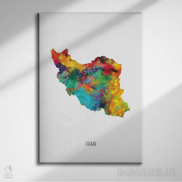 تابلو دکوراتیو نقشه ایران اثر مایکل تامپست - نمای روبهرو روی دیوار