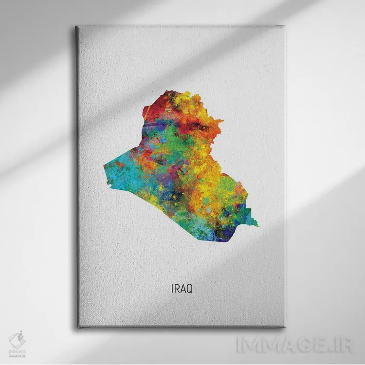 تابلو دکوراتیو نقشه عراق اثر مایکل تامپست - نمای روبهرو روی دیوار