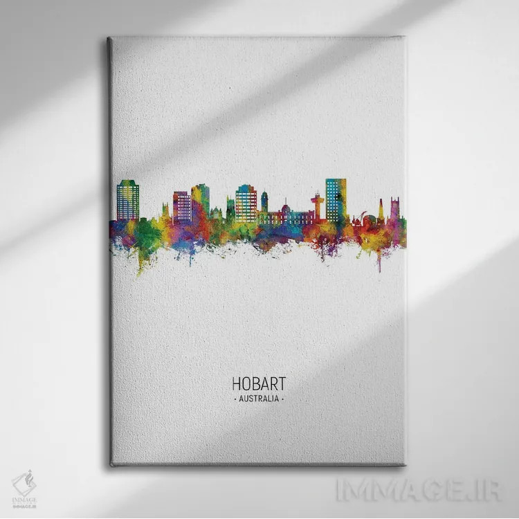 تابلو دکوراتیو نمای عمودی خط افق هوبارت، استرالیا اثر مایکل تامپست - نمای روبهرو روی دیوار