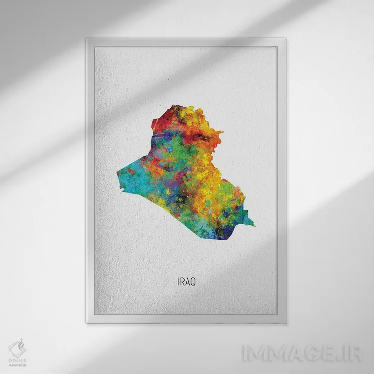 تابلو دکوراتیو نقشه عراق اثر مایکل تامپست - نمای قابدار سفید