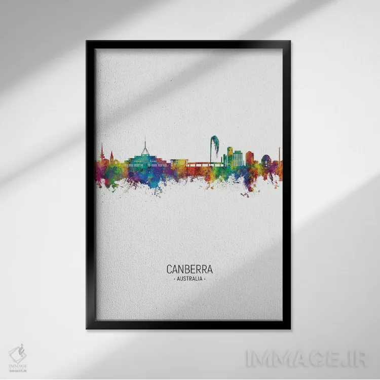 تابلو دکوراتیو نمای عمودی خط افق کانبرا، استرالیا اثر مایکل تامپست - نمای قابدار مشکی