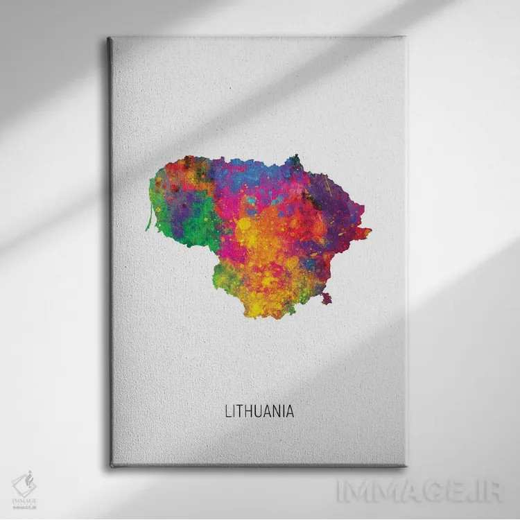 تابلو دکوراتیو نقشه لیتوانی اثر مایکل تامپست - نمای روبهرو روی دیوار