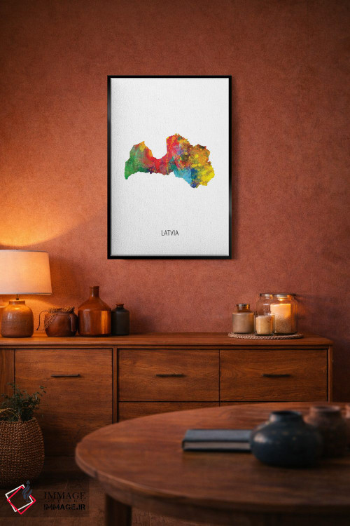 تابلو دکوراتیو نقشه لتونی اثر مایکل تامپست - D5B