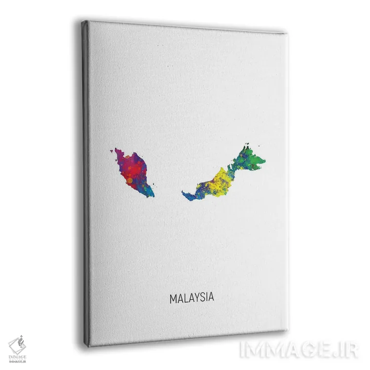 تابلو دکوراتیو نقشه مالزی اثر مایکل تامپست - نمای پرسپکتیو محصول