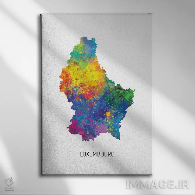 تابلو دکوراتیو نقشه لوکزامبورگ اثر مایکل تامپست - نمای روبهرو روی دیوار