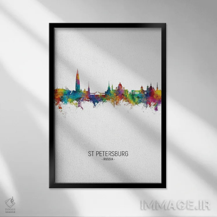 تابلو دکوراتیو افق سن پترزبورگ، روسیه اثر مایکل تامپست - نمای قابدار مشکی