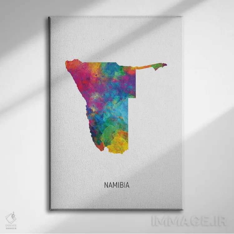 تابلو دکوراتیو نقشه نامیبیا اثر مایکل تامپست - نمای روبهرو روی دیوار