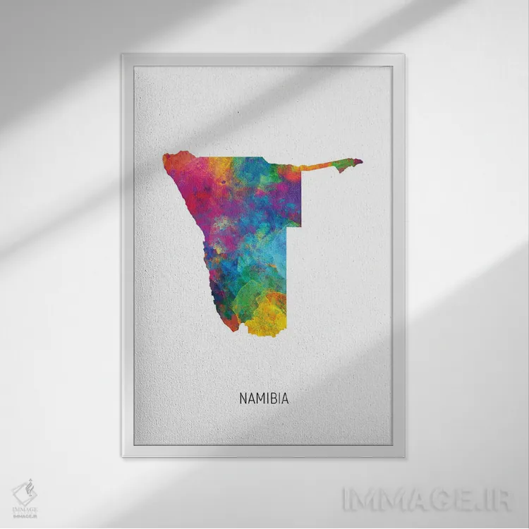 تابلو دکوراتیو نقشه نامیبیا اثر مایکل تامپست - نمای قابدار سفید