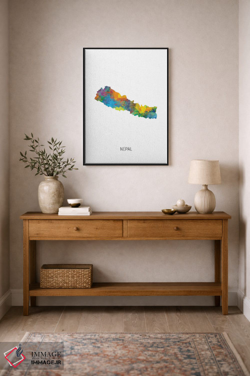 تابلو دکوراتیو نقشه نپال اثر مایکل تامپست - D2B