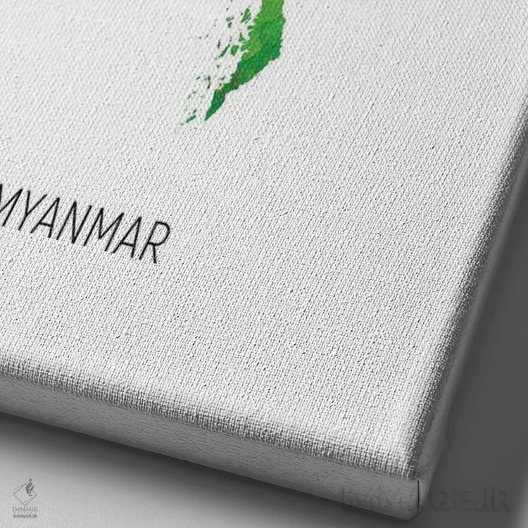 تابلو دکوراتیو نقشه میانمار اثر مایکل تامپست - نمای نزدیک بافت بوم