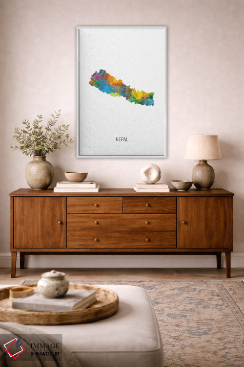 تابلو دکوراتیو نقشه نپال اثر مایکل تامپست - D3W