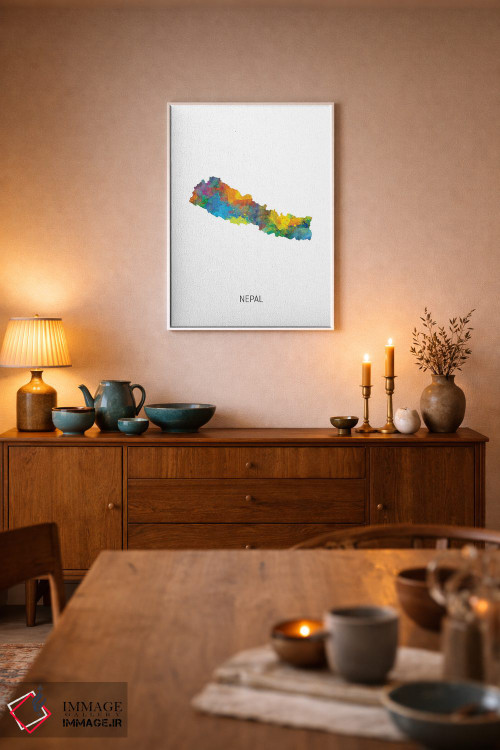 تابلو دکوراتیو نقشه نپال اثر مایکل تامپست - D5W