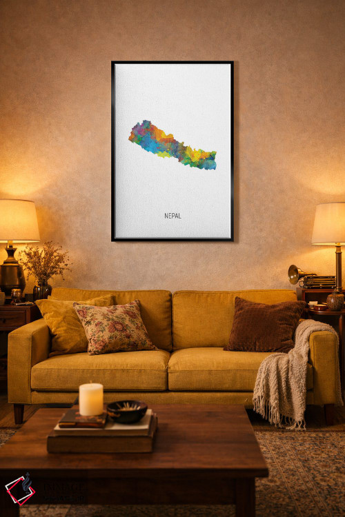 تابلو دکوراتیو نقشه نپال اثر مایکل تامپست - D4B