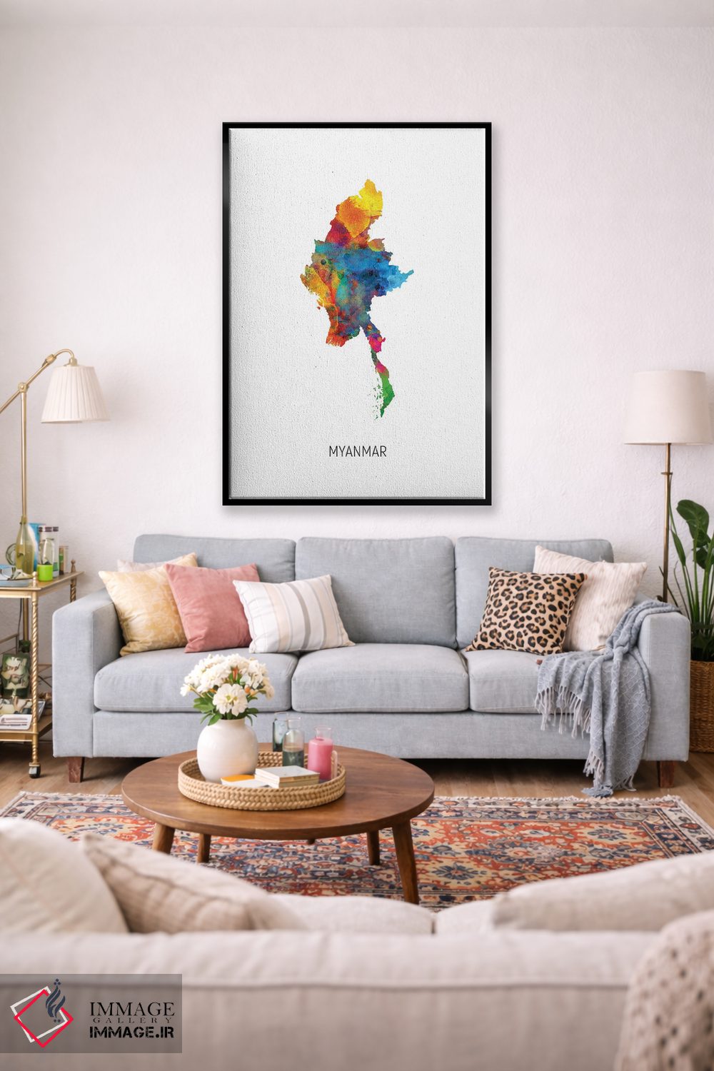 تابلو دکوراتیو نقشه میانمار اثر مایکل تامپست - D1B