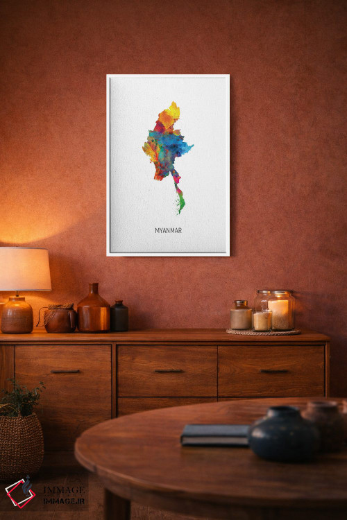 تابلو دکوراتیو نقشه میانمار اثر مایکل تامپست - D4W