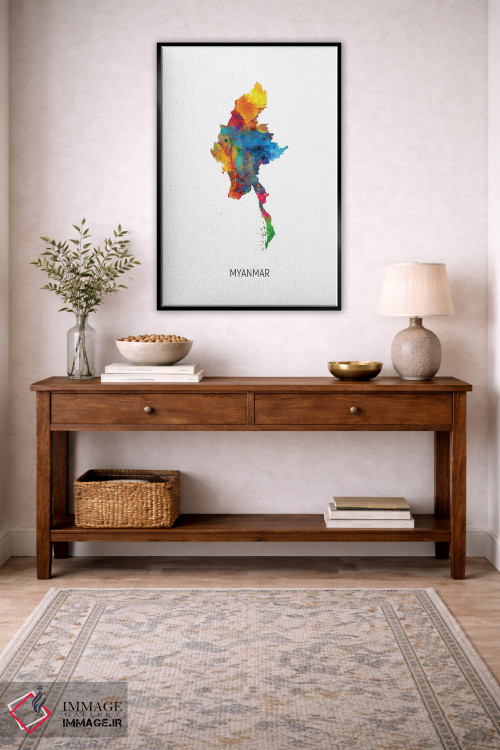 تابلو دکوراتیو نقشه میانمار اثر مایکل تامپست - D5B