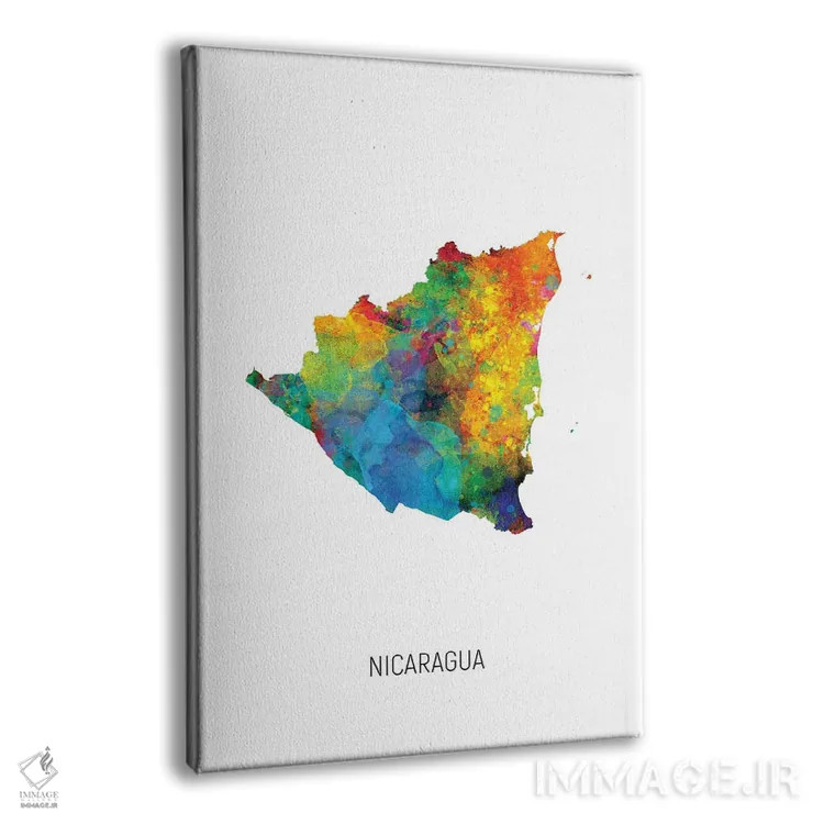 تابلو دکوراتیو نقشه نیکاراگوئه اثر مایکل تامپست - نمای پرسپکتیو محصول