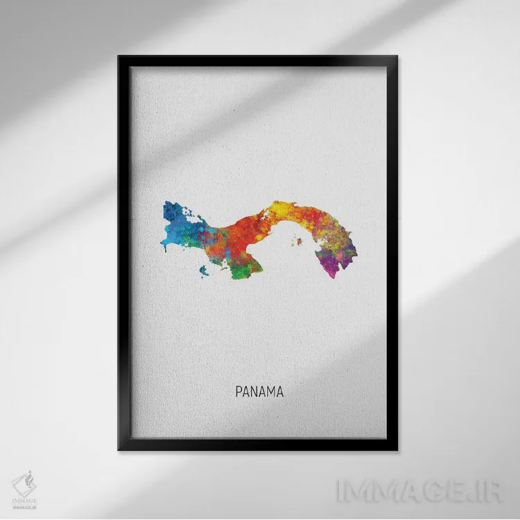 تابلو دکوراتیو نقشه پاناما اثر مایکل تامپست - نمای قابدار مشکی