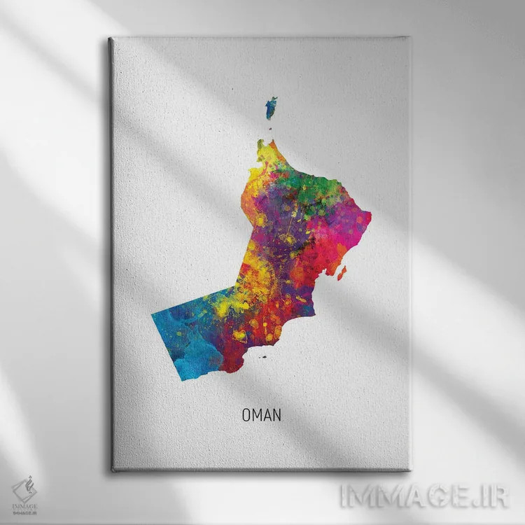 تابلو دکوراتیو نقشه عمان اثر مایکل تامپست - نمای روبهرو روی دیوار