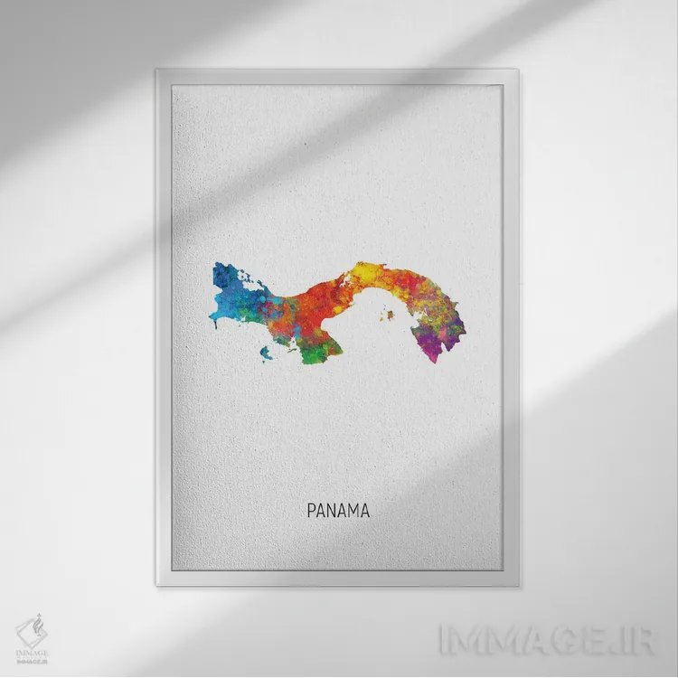 تابلو دکوراتیو نقشه پاناما اثر مایکل تامپست - نمای قابدار سفید