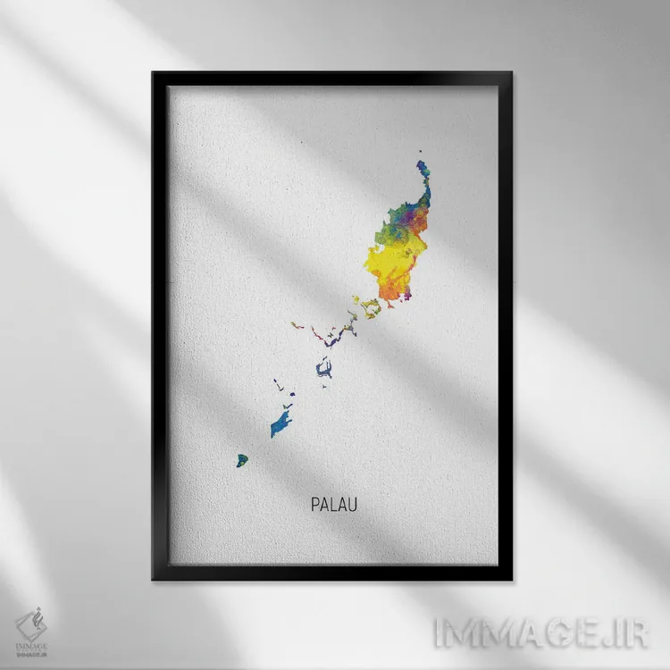 تابلو دکوراتیو نقشه پالائو اثر مایکل تامپست - نمای قابدار مشکی