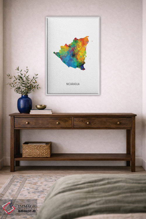 تابلو دکوراتیو نقشه نیکاراگوئه اثر مایکل تامپست - D3W