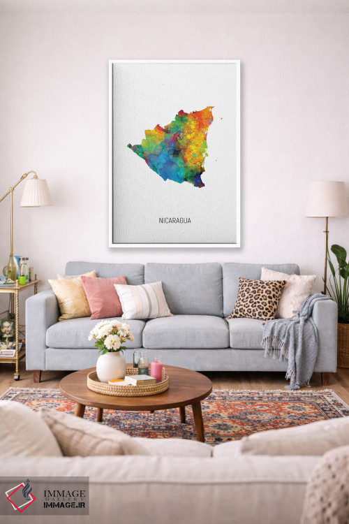 تابلو دکوراتیو نقشه نیکاراگوئه اثر مایکل تامپست - D1W