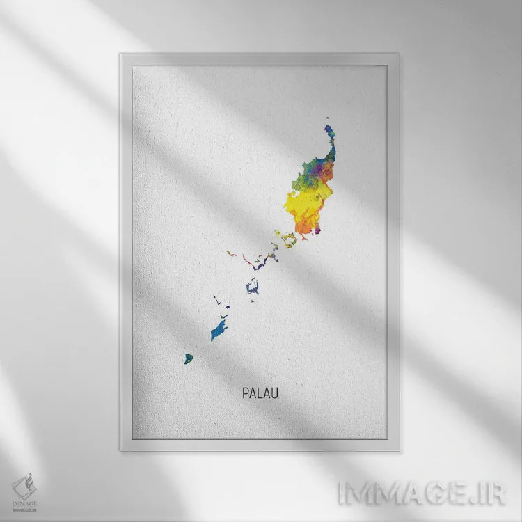 تابلو دکوراتیو نقشه پالائو اثر مایکل تامپست - نمای قابدار سفید