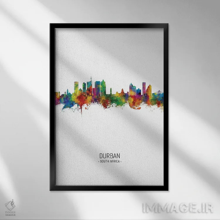 تابلو دکوراتیو نمای عمودی از افق دوربان، آفریقای جنوبی اثر مایکل تامپست - نمای قابدار مشکی
