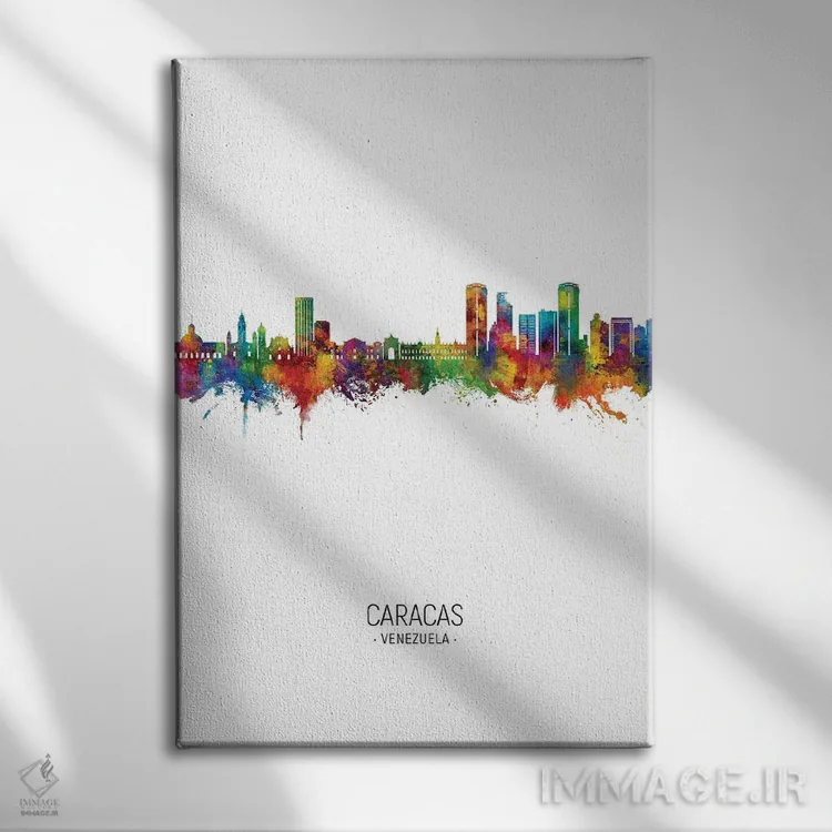 تابلو دکوراتیو نمای عمودی از افق کاراکاس، ونزوئلا اثر مایکل تامپست - نمای روبهرو روی دیوار