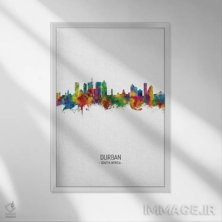 تابلو دکوراتیو نمای عمودی از افق دوربان، آفریقای جنوبی اثر مایکل تامپست - نمای قابدار سفید