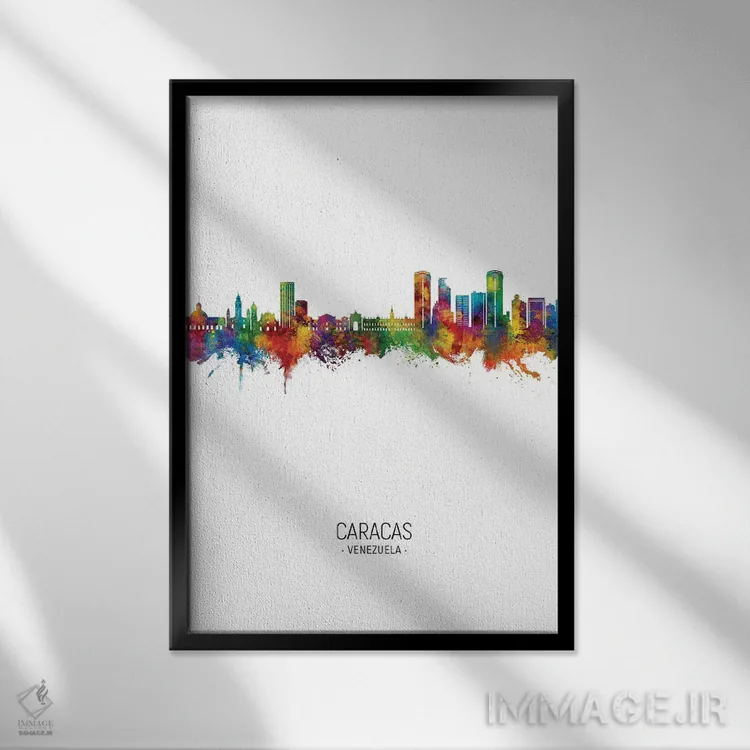 تابلو دکوراتیو نمای عمودی از افق کاراکاس، ونزوئلا اثر مایکل تامپست - نمای قابدار مشکی