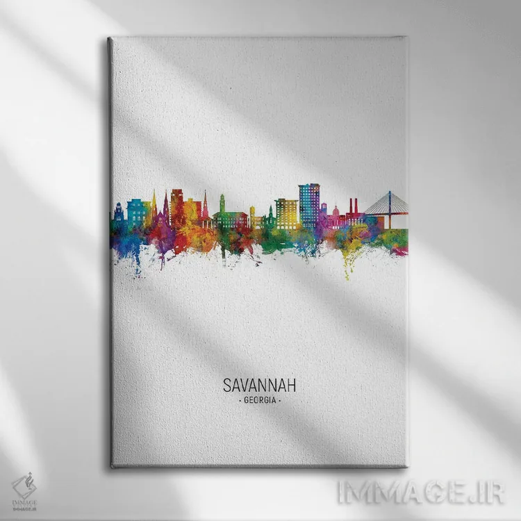 تابلو دکوراتیو نمای عمودی از افق ساوانا، جورجیا اثر مایکل تامپست - نمای روبهرو روی دیوار