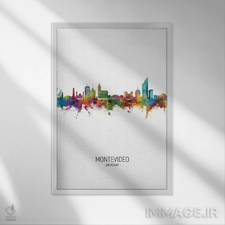 تابلو دکوراتیو نمای عمودی از افق مونته ویدئو، اروگوئه اثر مایکل تامپست - نمای قابدار سفید
