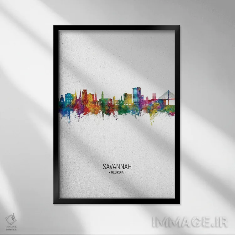 تابلو دکوراتیو نمای عمودی از افق ساوانا، جورجیا اثر مایکل تامپست - نمای قابدار مشکی