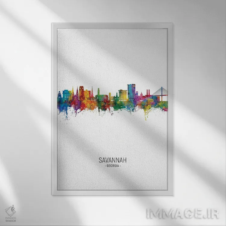 تابلو دکوراتیو نمای عمودی از افق ساوانا، جورجیا اثر مایکل تامپست - نمای قابدار سفید