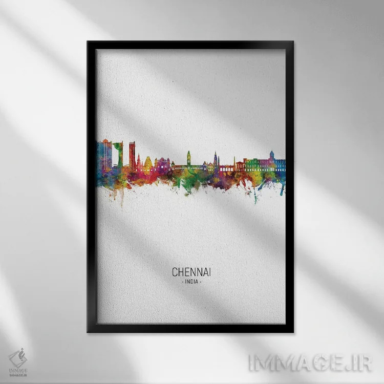 تابلو دکوراتیو نمای عمودی از افق چنای، هند اثر مایکل تامپست - نمای قابدار مشکی