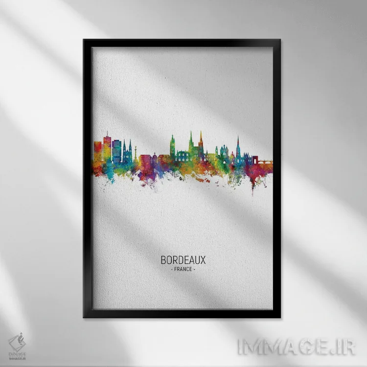 تابلو دکوراتیو نمای عمودی از افق بوردو، فرانسه اثر مایکل تامپست - نمای قابدار مشکی