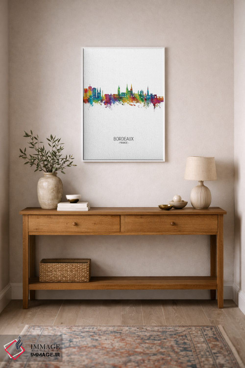 تابلو دکوراتیو نمای عمودی از افق بوردو، فرانسه اثر مایکل تامپست - D1W