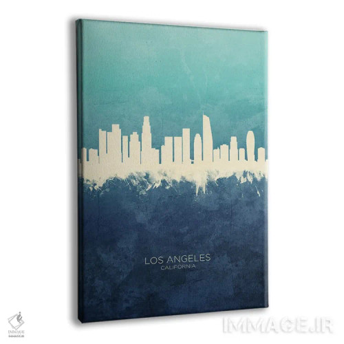 تابلو دکوراتیو نمای افق لس آنجلس، کالیفرنیا با رنگ سرمه ای و فیروزه ای اثر مایکل تامپست - نمای پرسپکتیو محصول